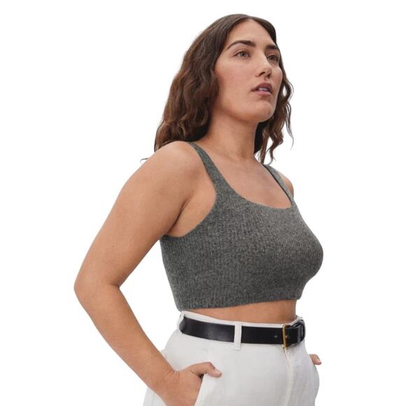 NWT! Everlane The Cozy Stretch Tank Crop Gray Top - Size Small - Picture 1 of 6